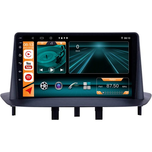 Renault Megane 3 Android 14 Carplay Navigasyon Multimedya - 2GB Ram 32GB HDD
